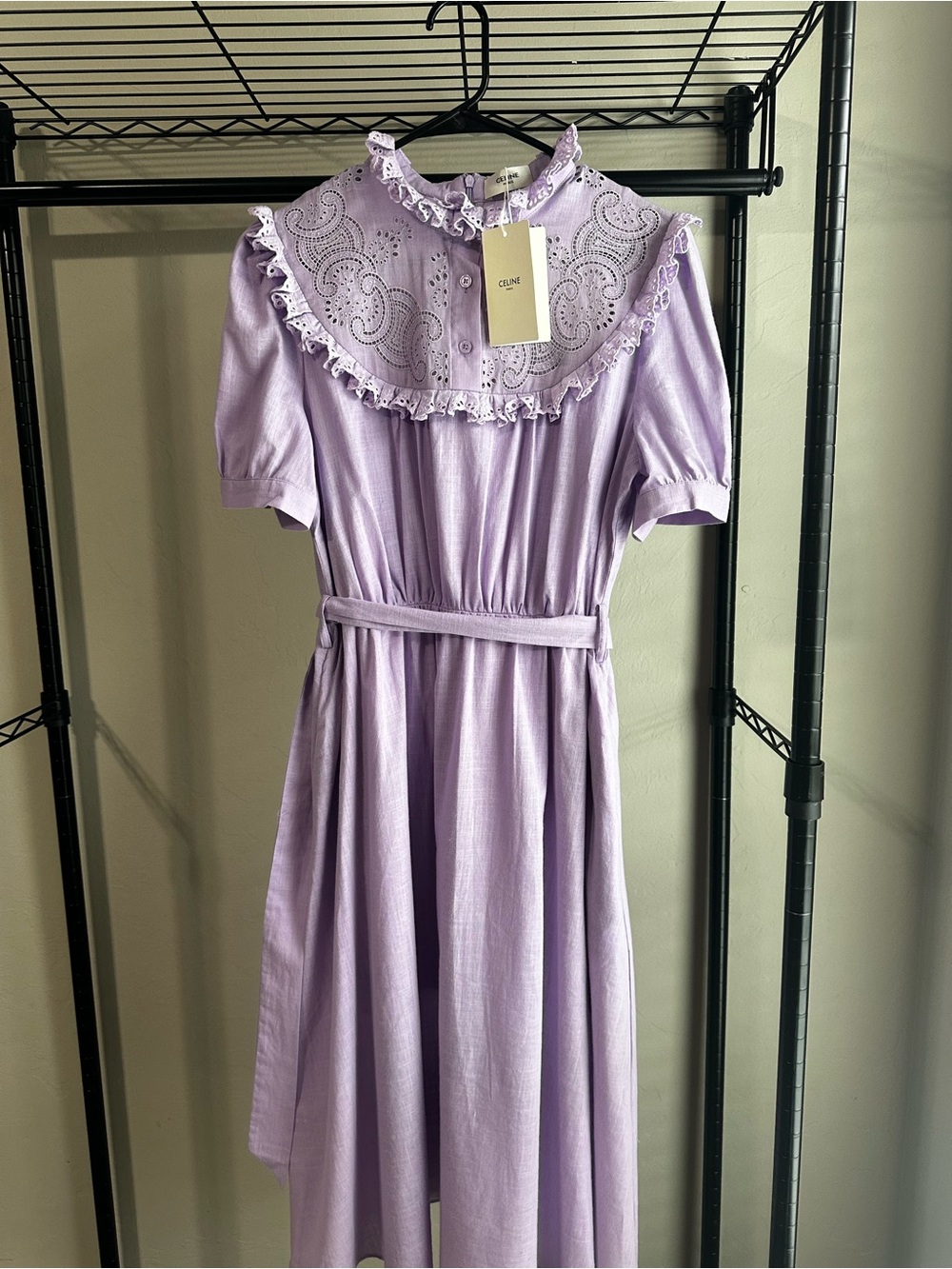 NWT Celine Lavender Eyelet Collar Dress